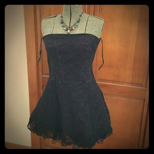 Black and purple strapless goth dress